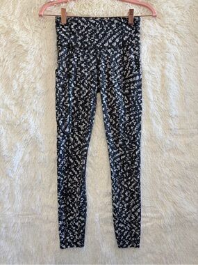 Lululemon Womens Fast And Free Hi Rise Leggings 4 Grey Multi Geometric Gym Yoga